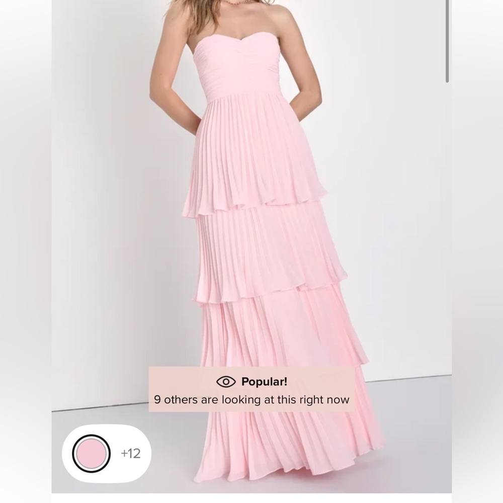 Light Pink Strapless Tiered Maxi Dress